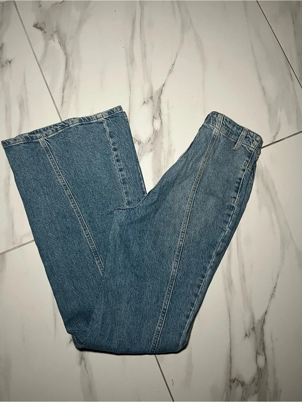 Free People Women’s Blue Denim Jeans - Classic High-Rise Boot Cut Style